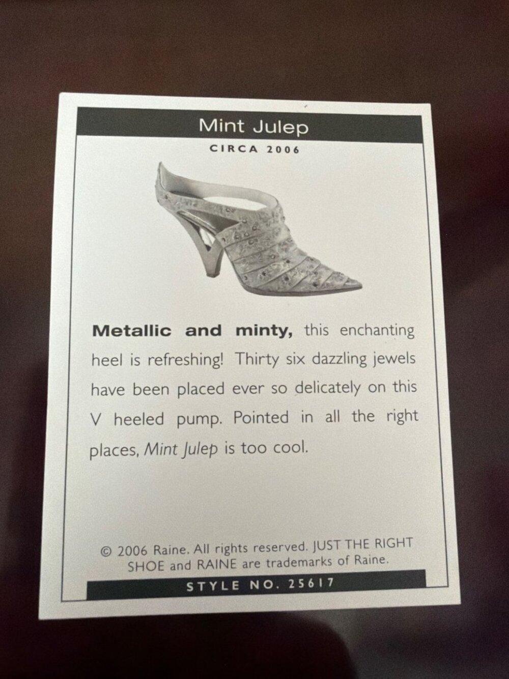 2006 Just The Right Shoe by Raine "Mint Julep" #25617 NEW in Box - Picture 3 of 13